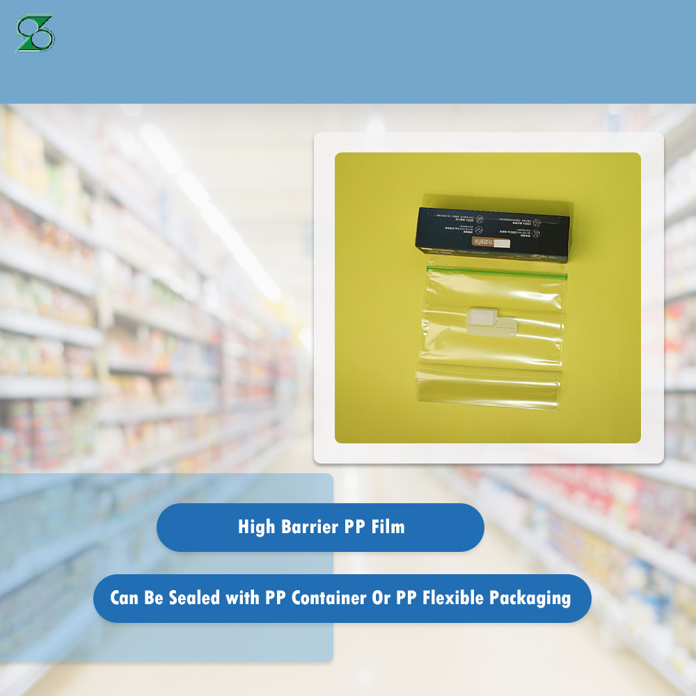 F1355 application card: high barrier PP film sealable with PP containers or PP flexible packaging